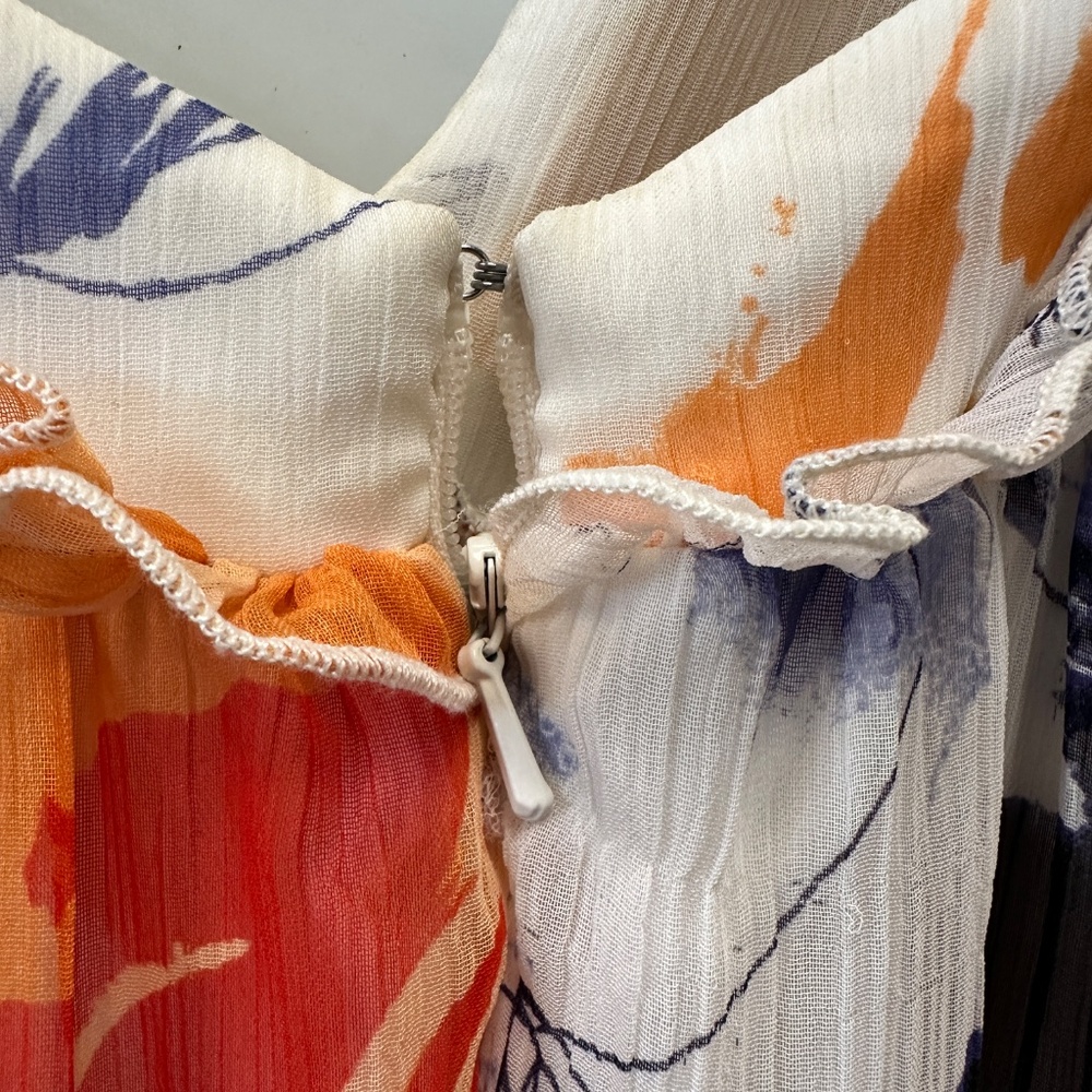 BCBGeneration Floral Maxi Summer Dress Size 2 White Orange - Picture 7 of 15